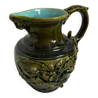 Pichet barbotine Sarreguemines majolica