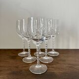 Set de 12 verres à pied en verre ciselé, 6 verres à vin et 6 verres à eau