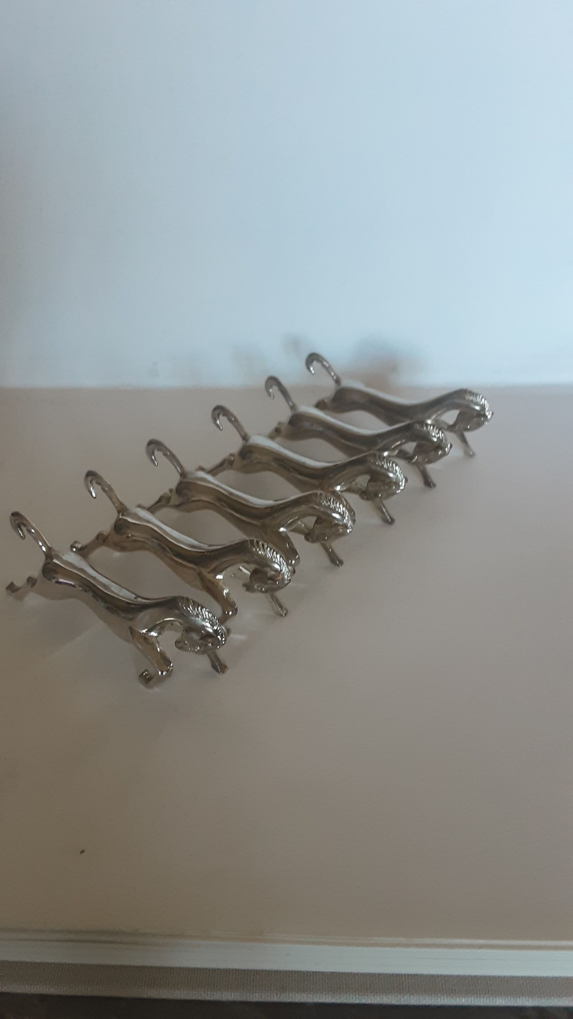 Set de 6 portes couteaux chevaux en chrome argenté- vintage