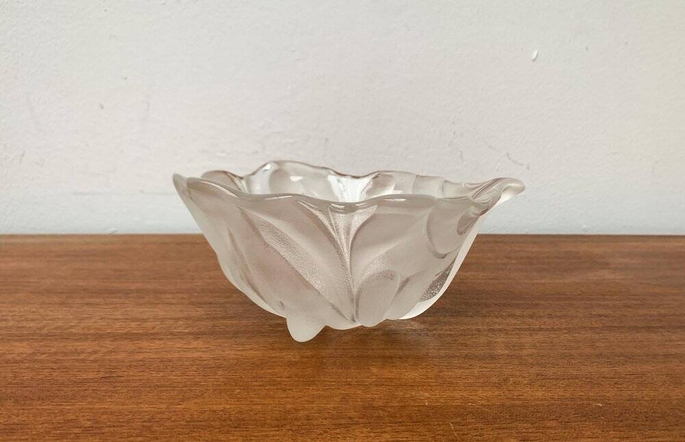 Vintage heavy floral glass bowl from Walther Glas, 1970s.