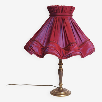 Brass foot lamp and silk lampshade