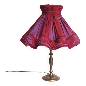 Brass foot lamp and silk lampshade