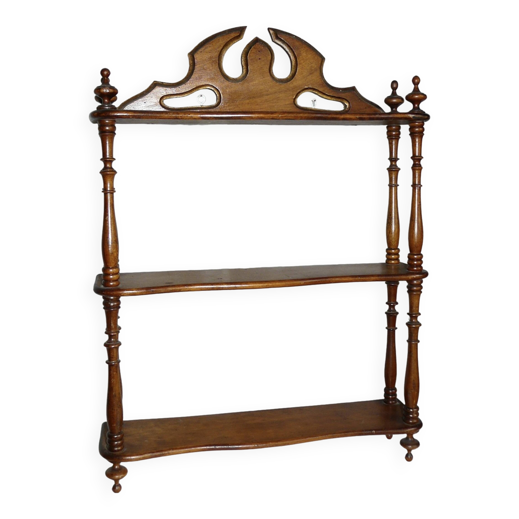 19th century turned wood wall shelf