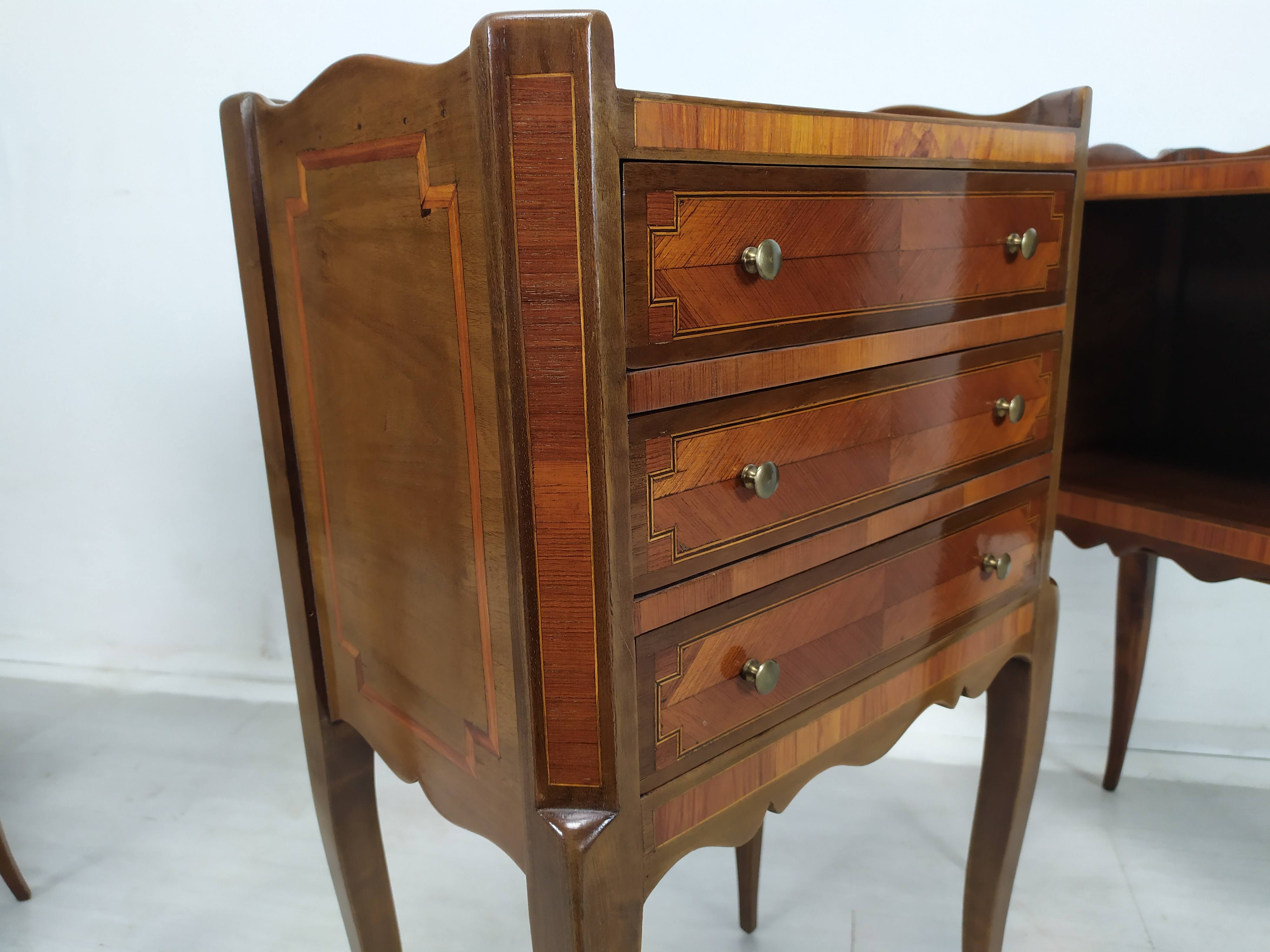 Marquetry bedside tables