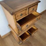 Chiffonnier vintage en bois massif, 8 tiroirs