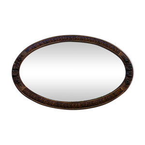 Miroir ovale bois décor fleurs