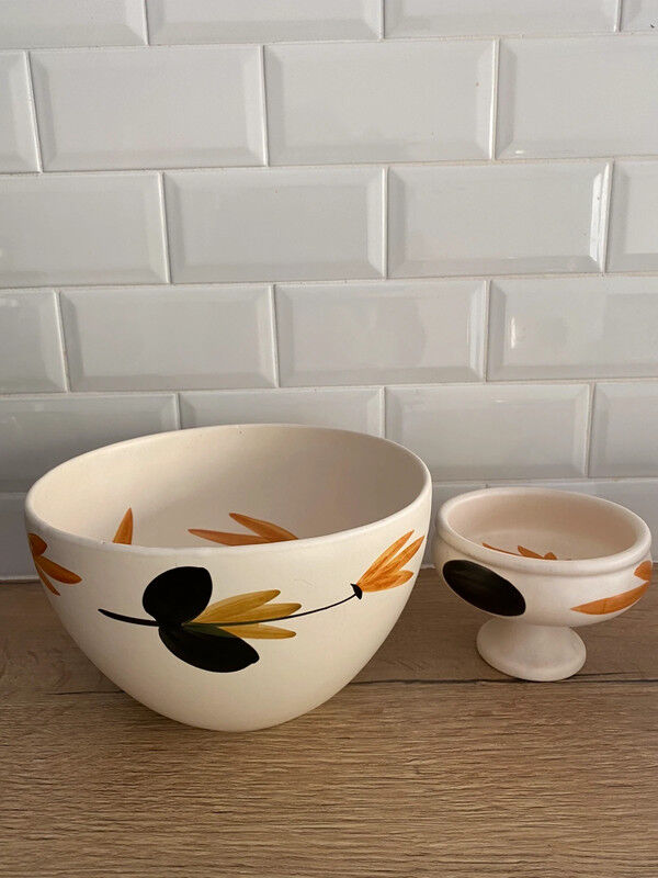 Salad bowl and standing bowl Poteries du Marais