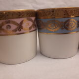 6 cups porcelain coffee limoges Empire style gold frieze