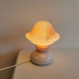 Table lamp in white opaline glass with coloured decorations
