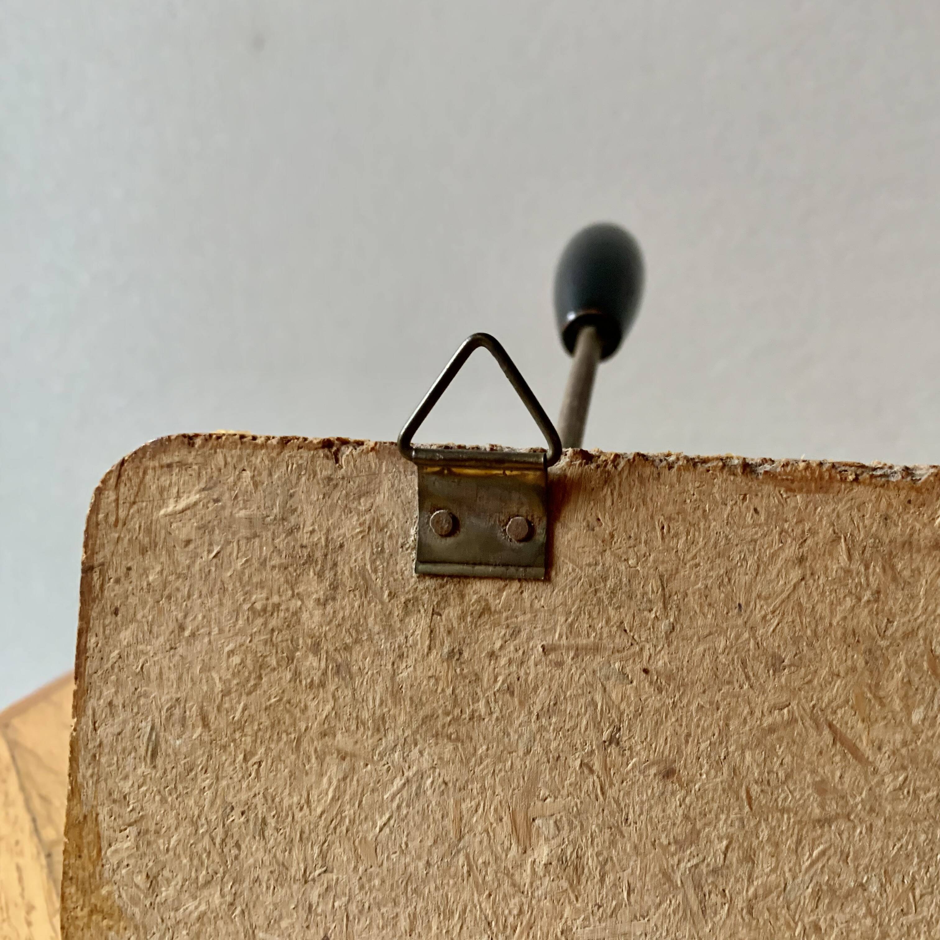 Vintage yellow wall coat rack - four hooks - 1950s