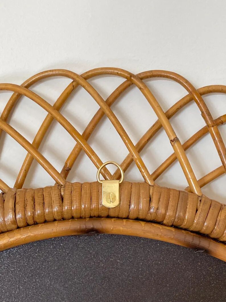 Large mirror by Franco Albini in rattan and bamboo, Italy 1960s.