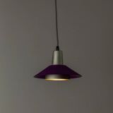 Purple Silver Green Multicolor Metal Ceiling Lamp – 1980s Postmodern Memphis, Striped Cable