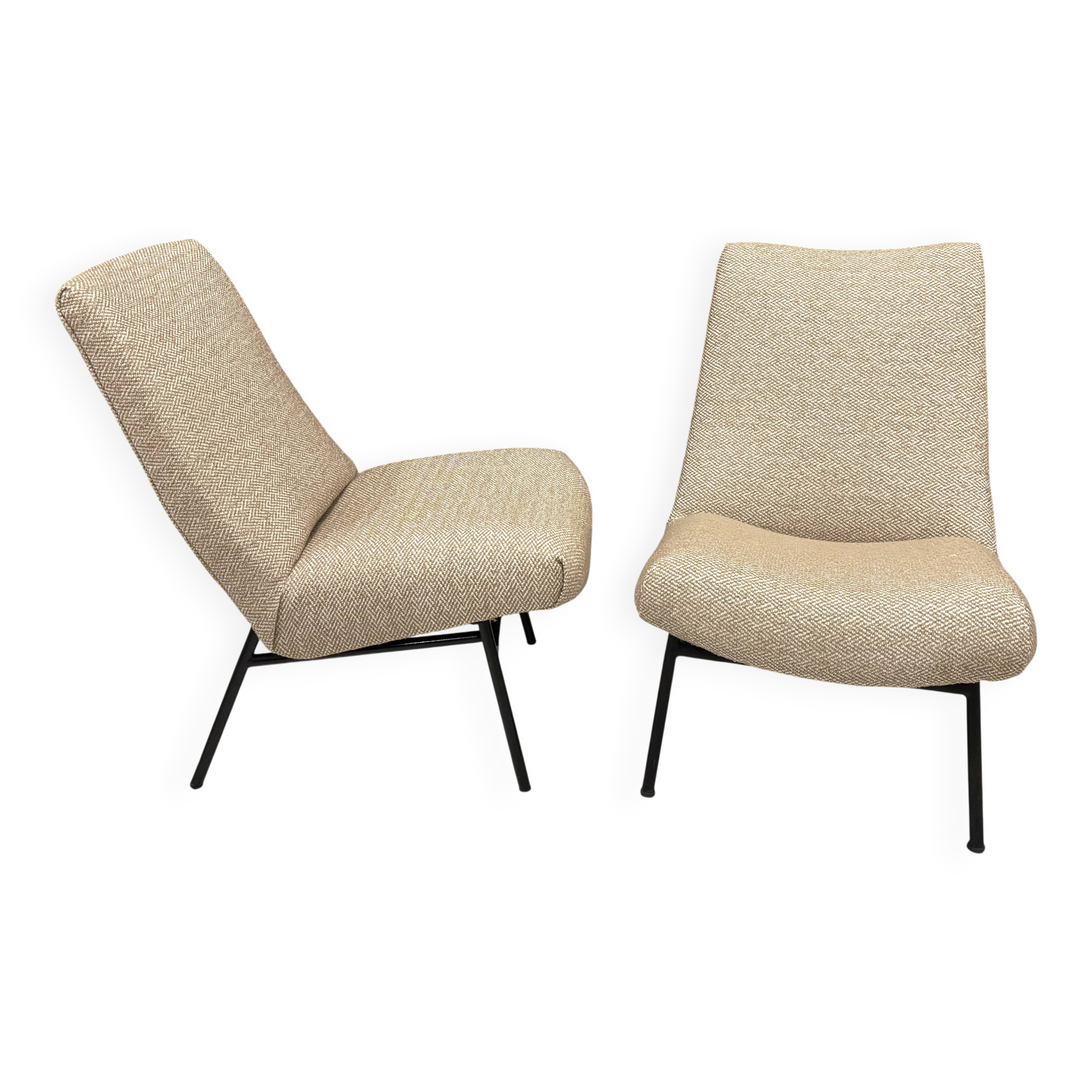Pair of armchairs by Pierre Guariche for Steiner reupholstered.