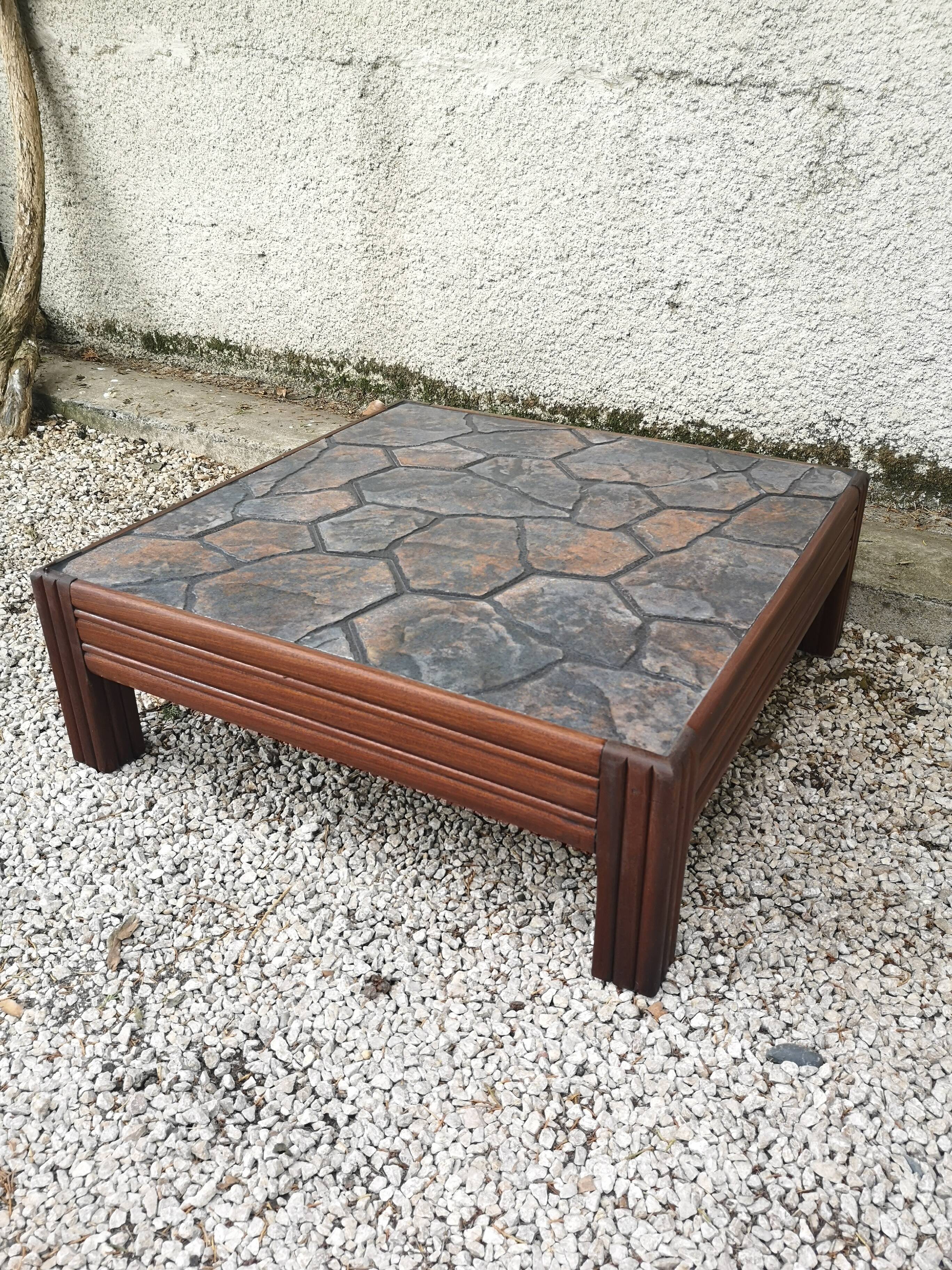 Square oak coffee table and ceramic top