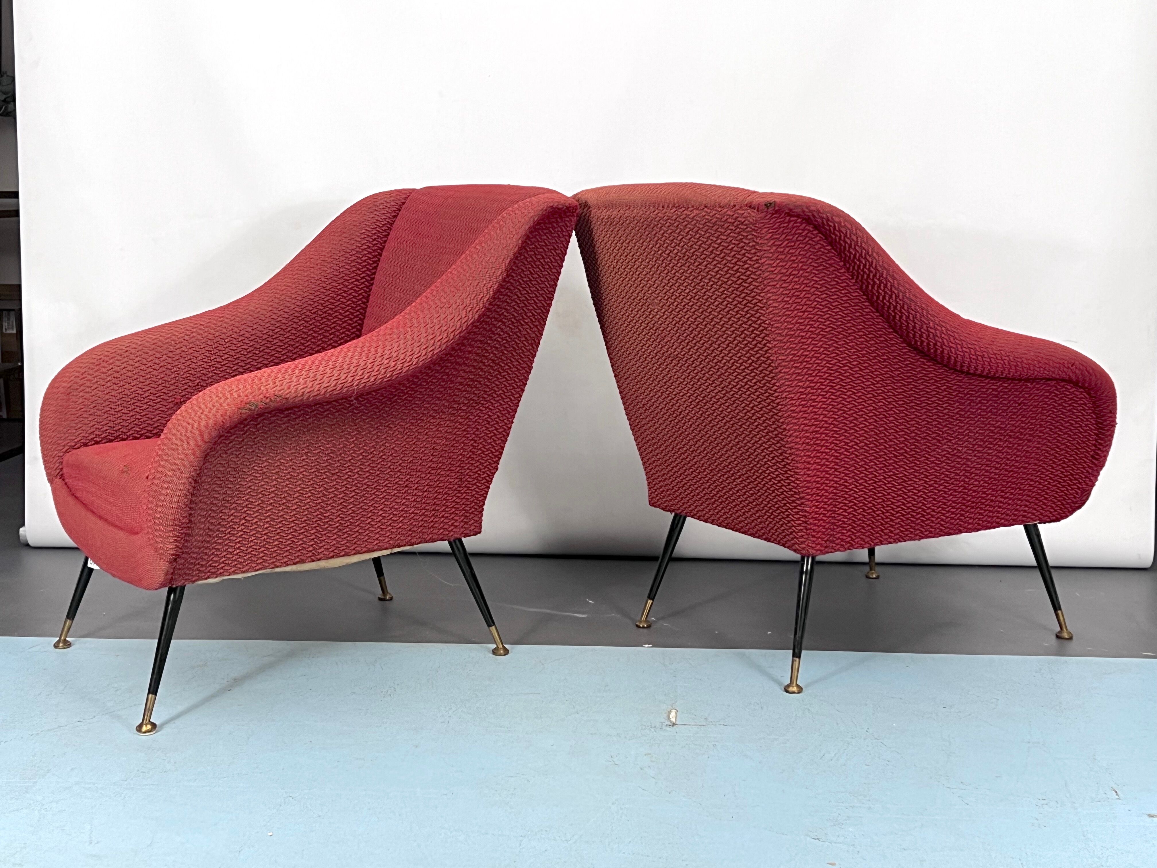 Mid-century pair of lounge chairs by Gigi Radice for Minotti, Italy 1950s