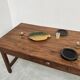 Antique work table in solid cherry and acacia