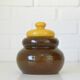 Vintage Handmade Ceramic Jar / Brown & Yellow Retro Kitchen Pottery