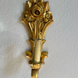 Pair of vintage gilded wood electric wall sconces