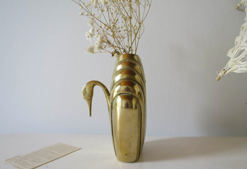 Brass Swan wall vase