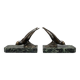 Art Deco bookends – Patinated swallow design in spelter - Green marble