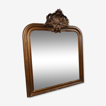 Old French fireplace mirror with beautiful ornament