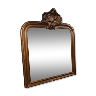 Miroir de cheminée français ancien avec un bel ornement