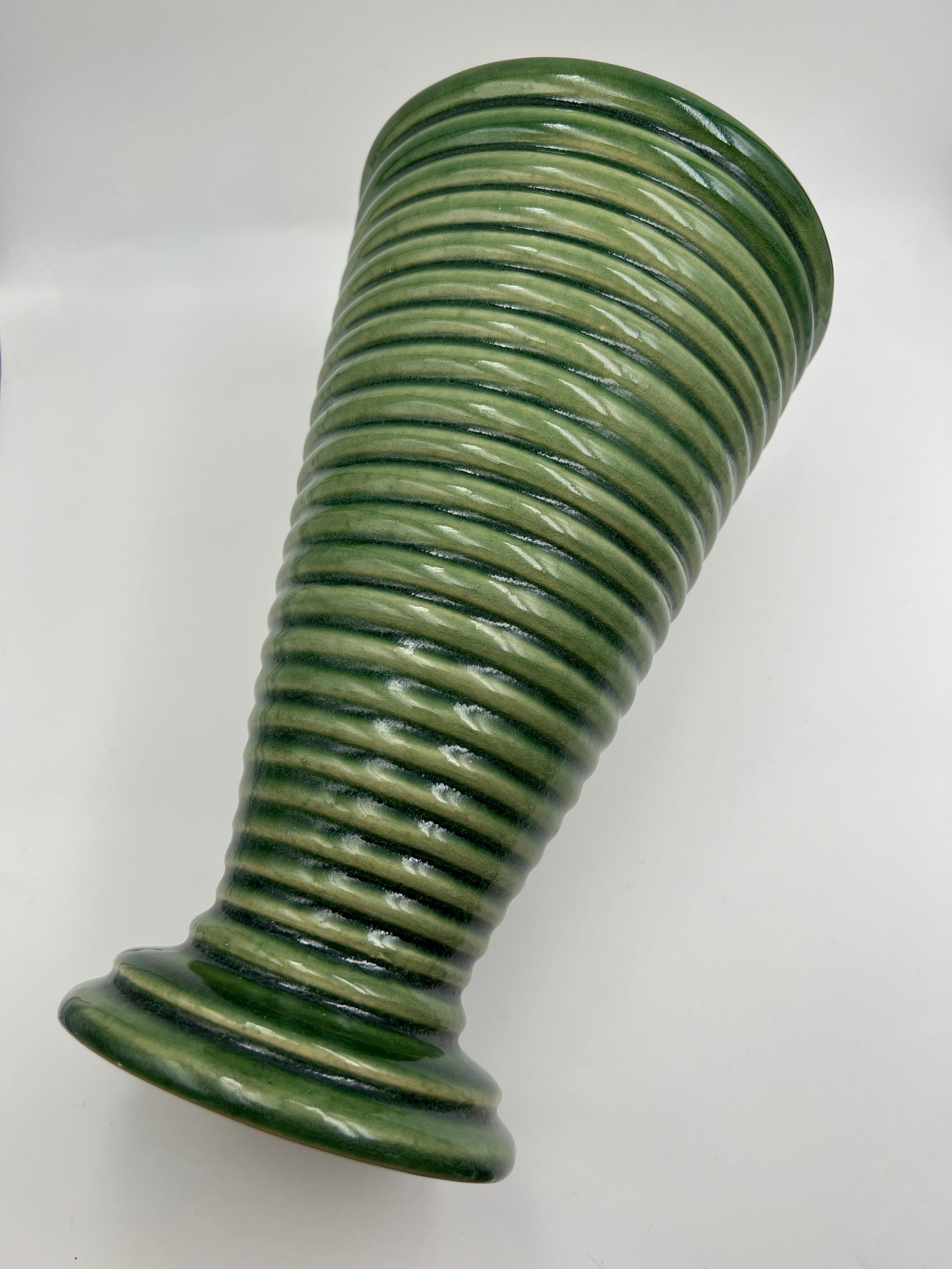 Green ceramic vase