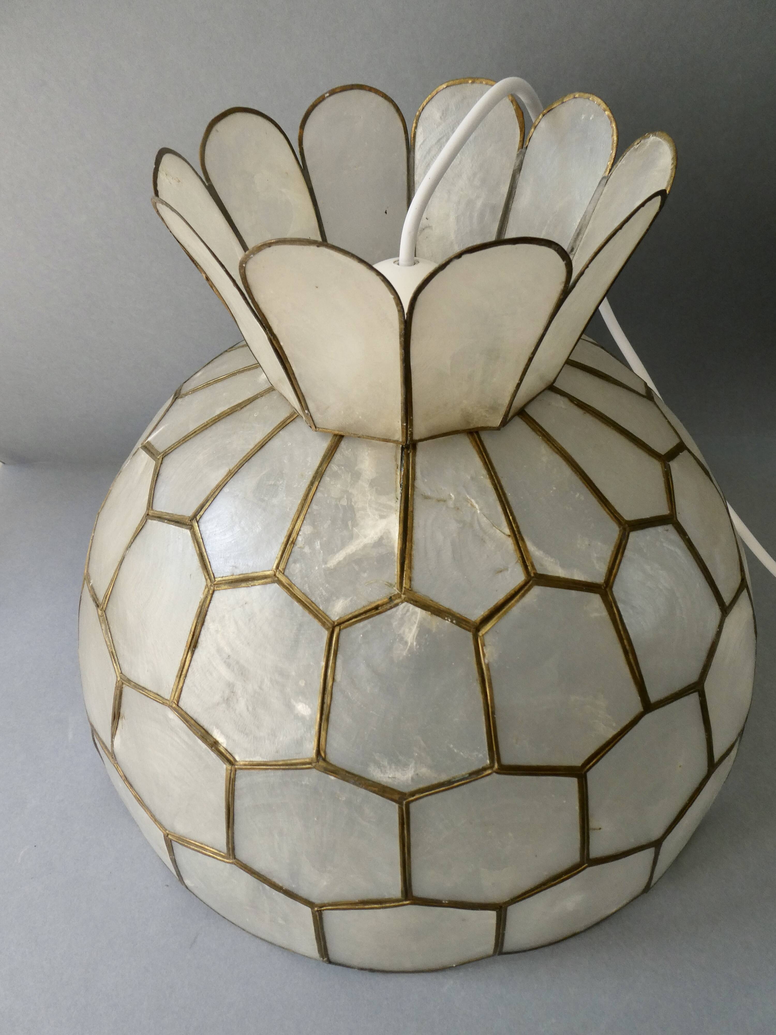 Mother-of-pearl mosaic pendant light, 1970s