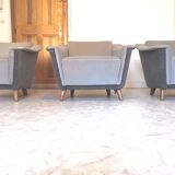 Trio armchairs club 50s grey