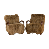 Halabala 269 lounge chair in long hair sheepskin