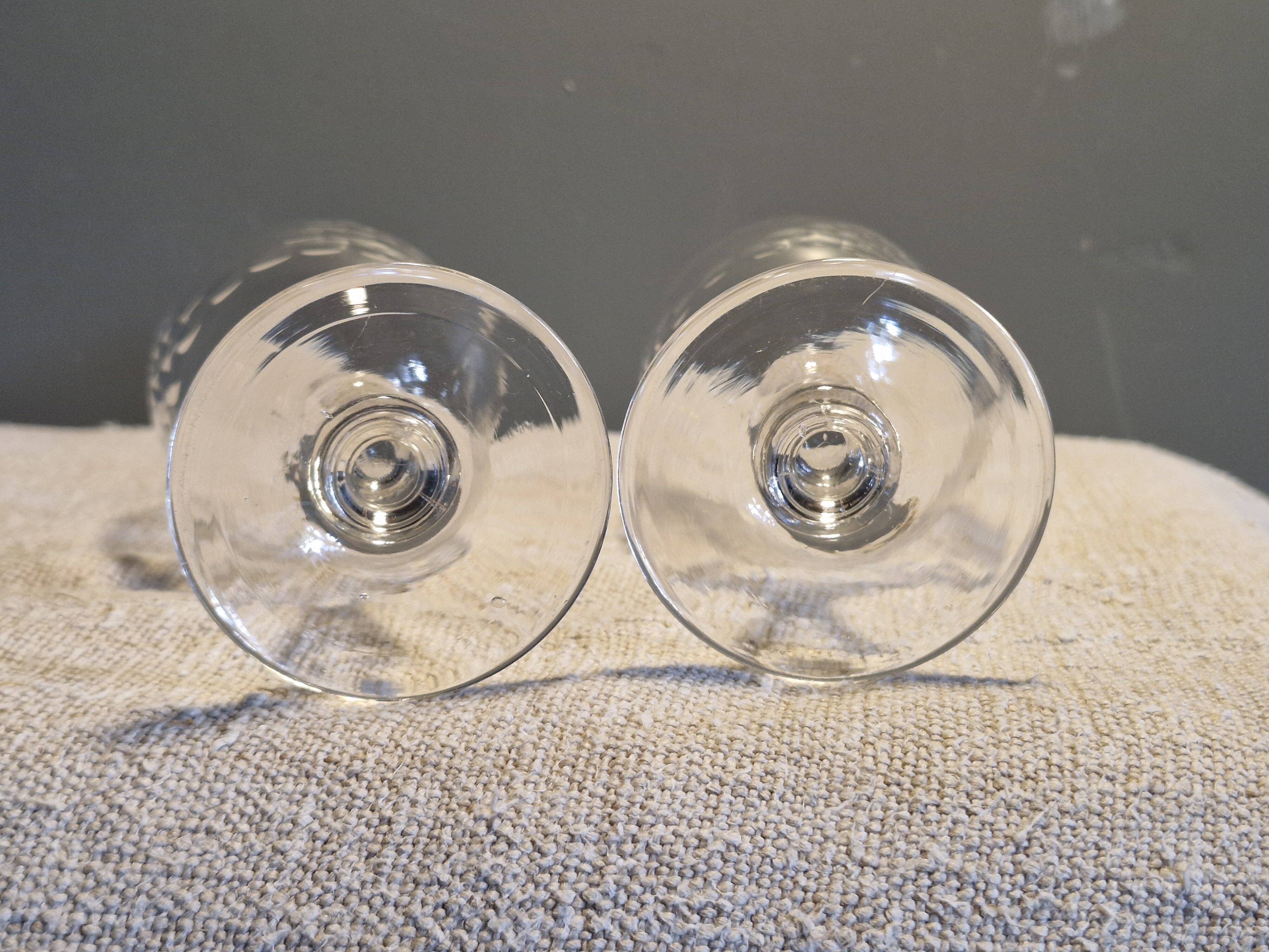 2 antique Baccarat crystal wine glasses, scales model, 1920s/30s