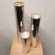 Wilkens modernist silver metal candle holders