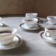 6 coffee cups in fine epiag white and steel gray moiré porcelain