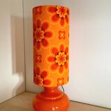 Crush orange opaline lamp H80 D27cm - 70s fabric