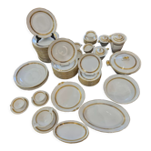 Service de table UM Limoges, porcelaine fil d'or Art Déco 80 pièces