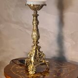 Lampe bronze tripode 19eme sphere opaline Clichy