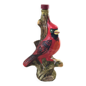Bouteille décorative Garnier motif oiseau cardinal rouge