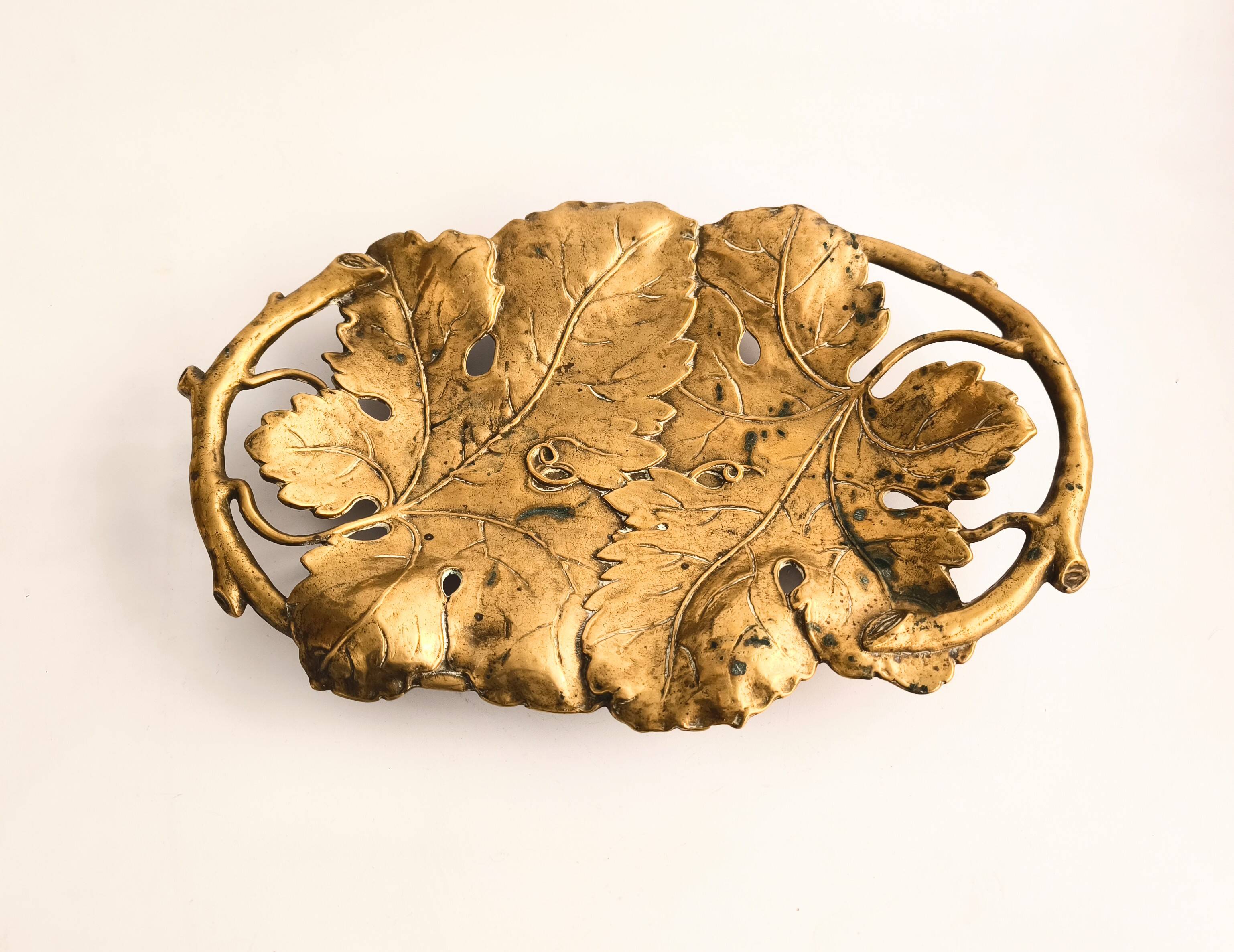 French bronze tray in Oak Leaf style from the 1950s