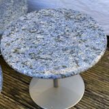 Trio de tables basses en granit et acier inoxydable
