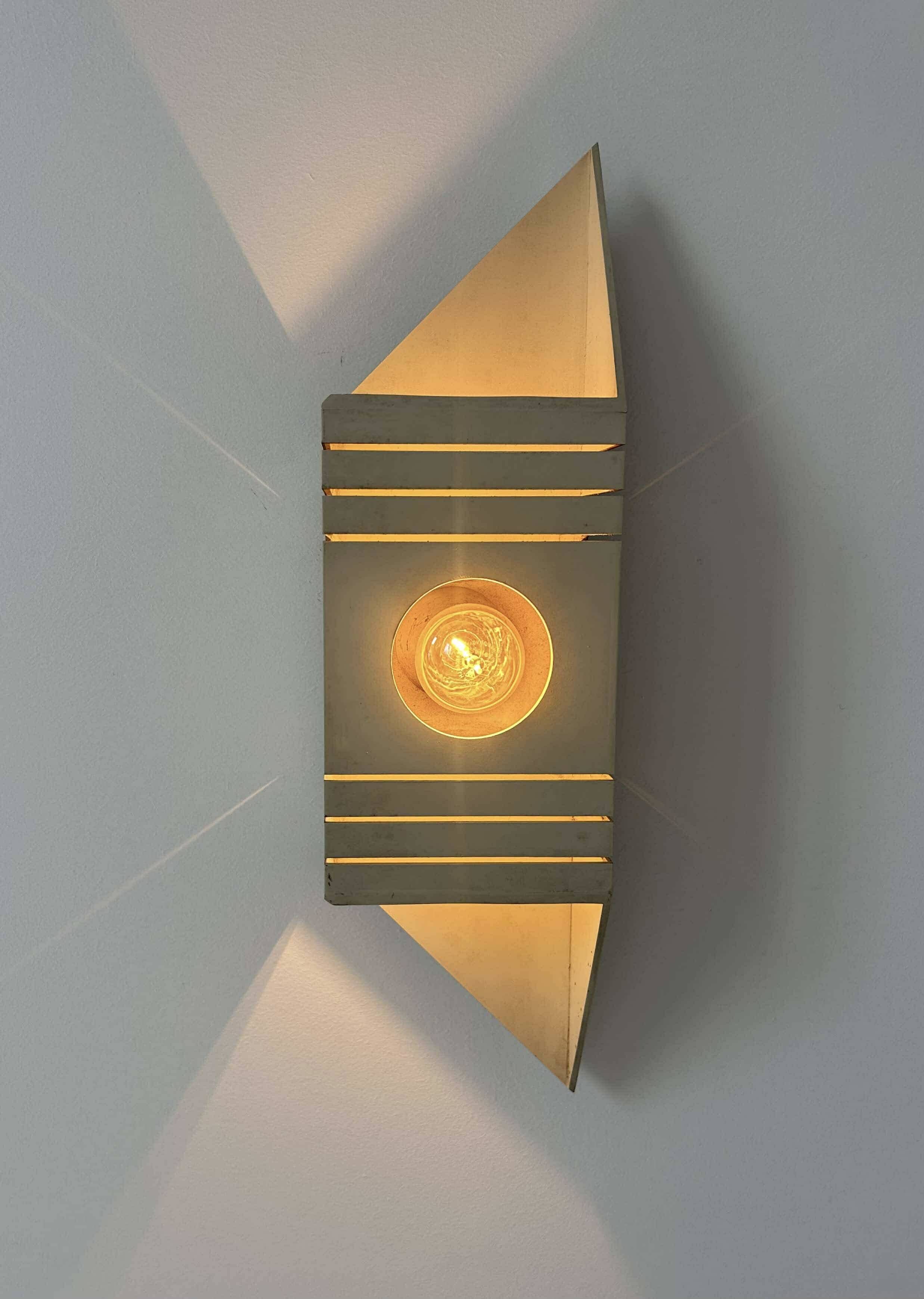 Pair of vintage wall lights, matt white lacquered metal, France 1970