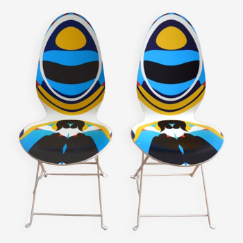 Suite de 2 chaises Haute couture Série Lune par Christian Lacroix vintage