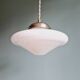 Art Deco pendant light in white opaline glass, conical, 1920s-30s