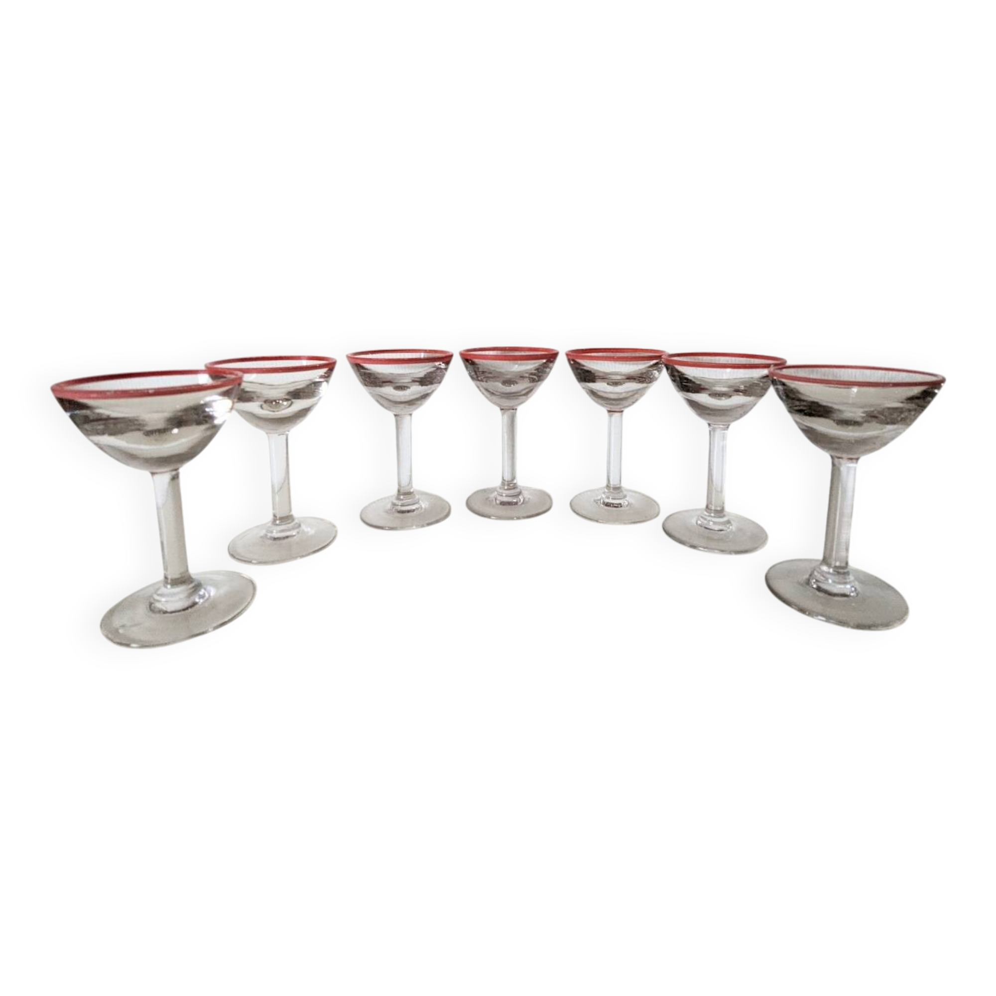 Bistro glass, thick bottom with red rim, 1950s