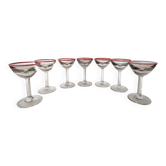 Bistro glass, thick bottom with red rim, 1950s