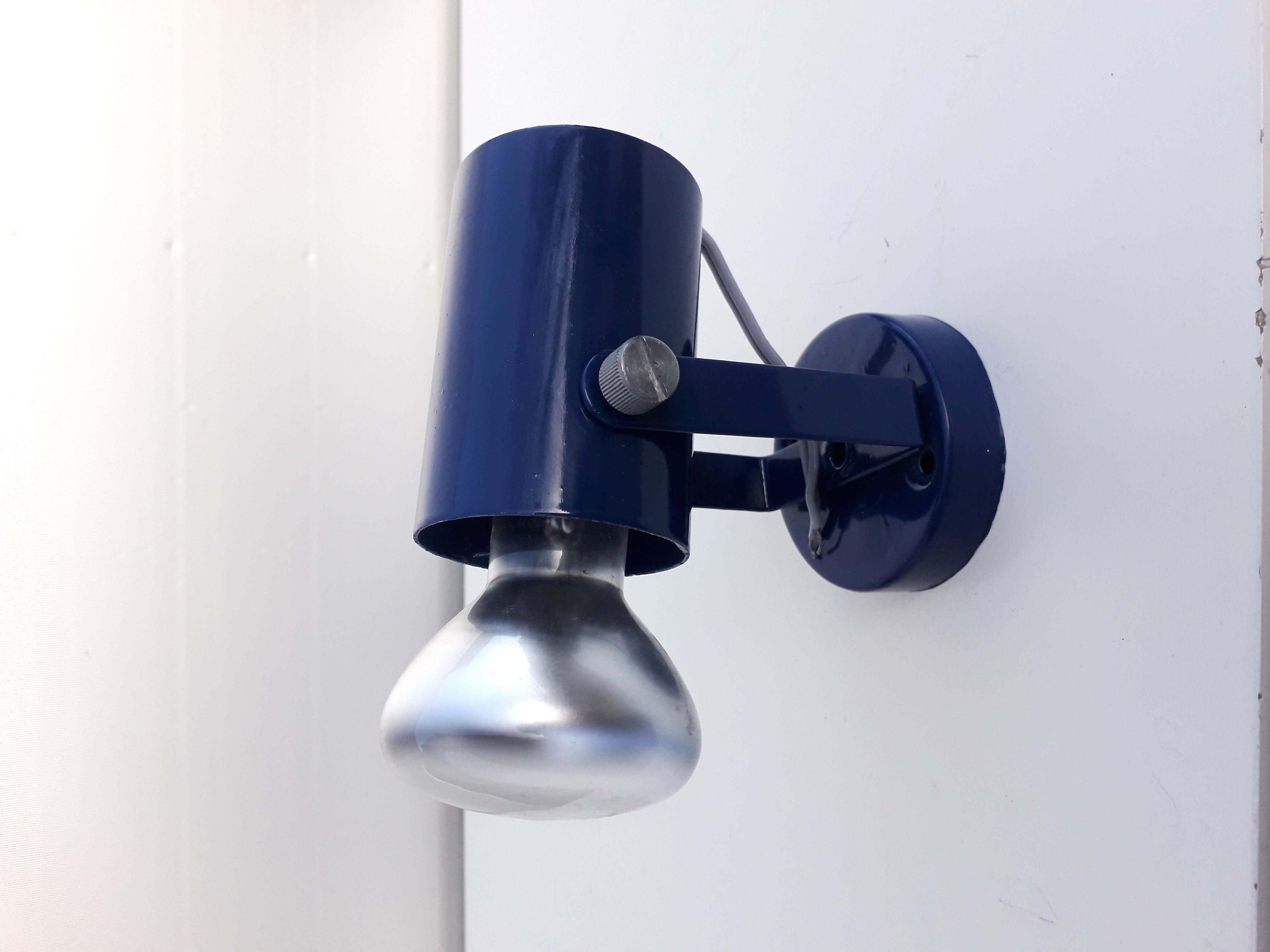 Vintage wall lamp blue lacquered 1970