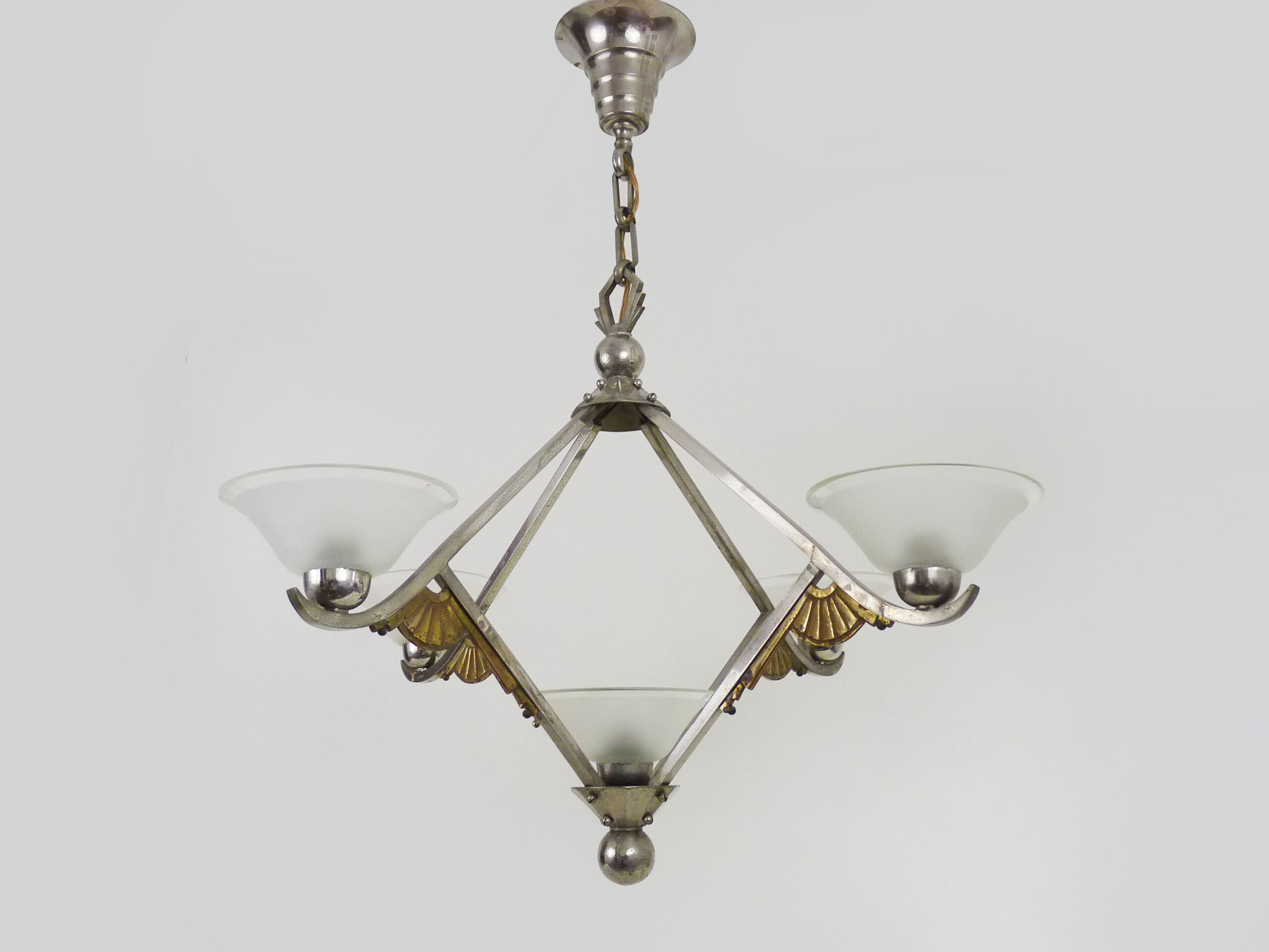 Art Deco chandelier Petitot with 5 lights, Atelier Petitot, year 20
