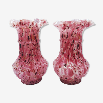 Pair of Clichy Glass vases, Manufucture Legras, early XXth