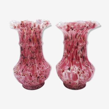 Paire de vases en verre de Clichy, Manufucture Legras début XXième