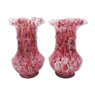 Pair of Clichy Glass vases, Manufucture Legras, early XXth