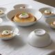 Vintage porcelain service: salad bowl and 8 small bowls.